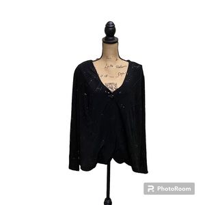 NWT Bob Mackie Sequin Jacket/ Sweater. Black Size 3X